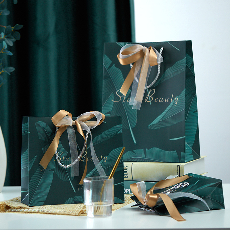 设计丝带手柄黑色奢华珠宝化妆品礼品服装购物包装250 服装艺术纸