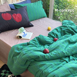 86M0【森林】春夏四件套纯棉水洗棉复古条纹床单被套床