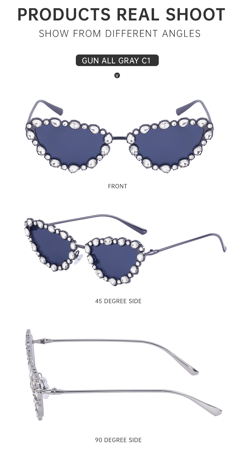 Cat Eye Glasses Style Daily Occasion Casual Solid Color PC UV400 Protection Cat Eye Diamond Full Frame Women's Sunglasses