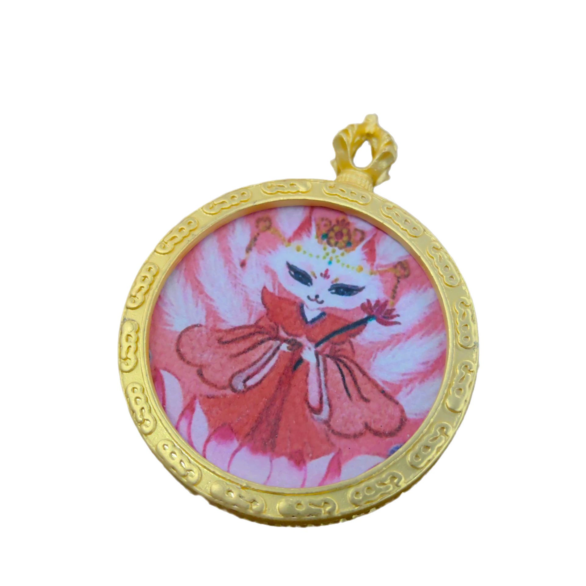 Новый круглый золотой фея девятихвостая лиса Танка pendant 4.0 Золотая Гаву коробка лиса лис амулет кулон оптовая продажа