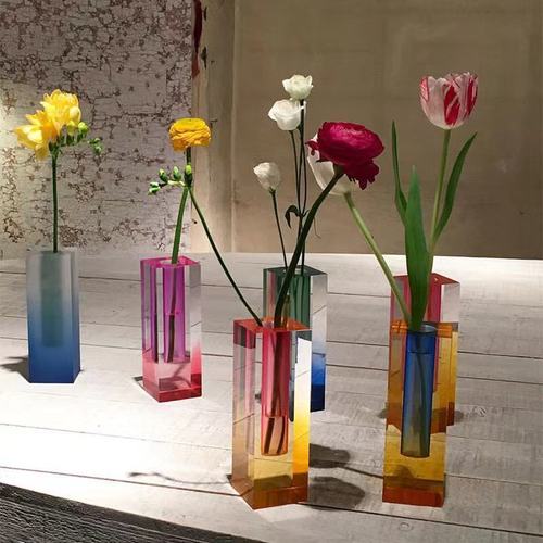 Acrylic vase light luxury crystal vase ornaments living room flower arrangement simulated flowers modern simple European table decoration