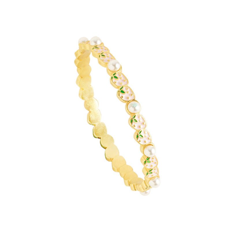 Pulsera de perlas artificiales de fresa de oro para niñas lindo dulce fresco todo partido popular ins poco Libro Rojo popular simple
