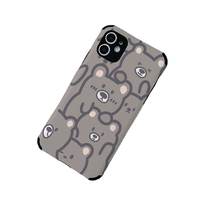 Cute Teddy Bear Phone Case For Iphone With Sheepskin Pattern_voghion.com