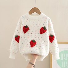 女童一体绒毛衣加厚新款春夏韩版洋气宝宝上衣儿童打底针织衫