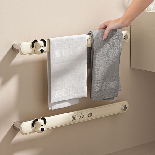 Punch-free towel rack & towel bar for bathroom, toilet, and shower—also doubles as a slippers organizer and wall-mounted storage shelf.