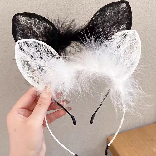 Sexy bunny ear headband lace cat ear headband cosplay internet celebrity anchor sexy party headwear hair accessories