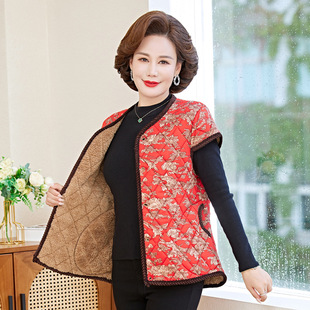 Mother's cotton vest fleece-lined warm vest waistcoat for middle-aged and elderly people autumn and winter jacket women's inner shoulder pad