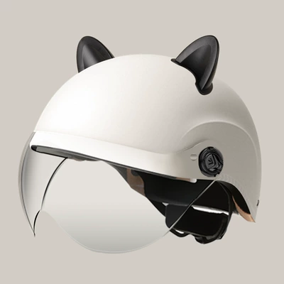 Motosiklet kaskı (dəbilqə), Unisex Windproof Half Helmet Summer - summer-helmet-matte-white-summer-helmet-transparent-mirror-accessories-rabbit-ears-black-all-yards