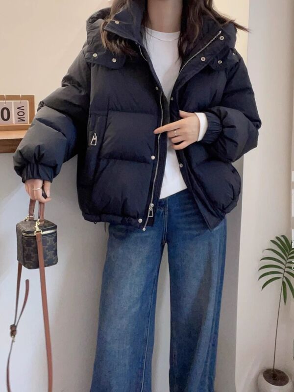 秋冬羽绒棉服女短款2025韩版大码宽松小个子连帽保暖棉袄棉衣外套|undefined