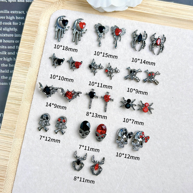 Nail Art Accessories, Nail Art Alloy, Halloween Spider, Moon, Cross, Star, Cross-Shaped Nail Metal Decorations