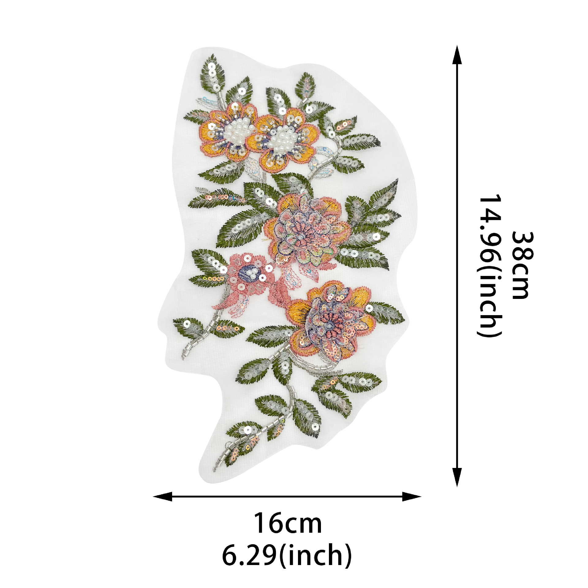 Flor tridimensional bordado cuentas de clavos esquinilla tela de encaje pegado vestido vestido camisa turbante vestido de boda decoración floral material image 6