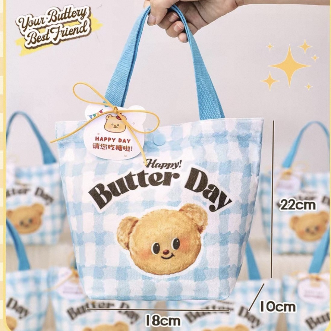Handheld shopping bag for early age, with little bears, Birthday gift