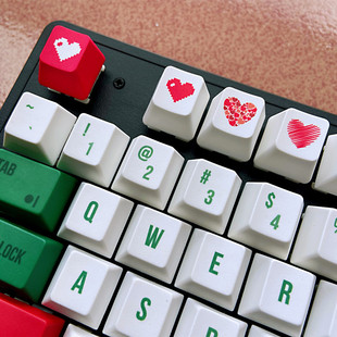 Suitable for red love pixel heart merit 1 decompression PBT sublimation cartoon cute diy mechanical keyboard key cap
