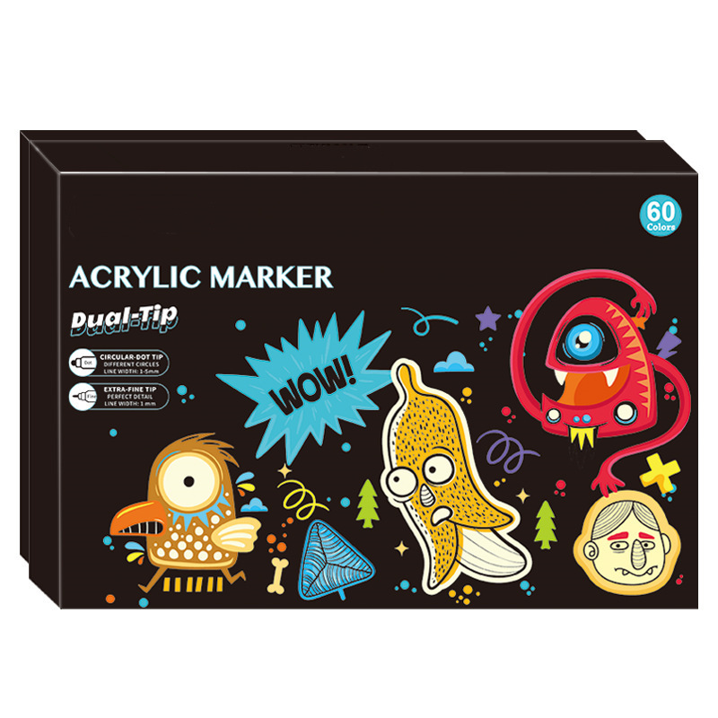 Extensión acrílica transfronteriza, doble cabezal, color apilable, bolígrafo acrílico a base de agua, pincel de pintura de color, juego de bolígrafo Dudu