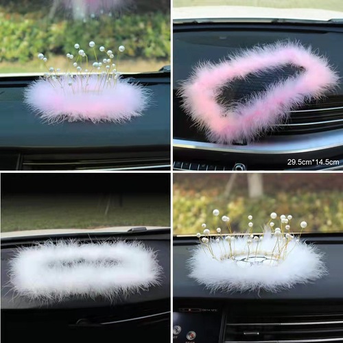 Pearl Crown Feather Cell Phone Anti-Slip Mat Camellia Women's Car Ornament Jewelry Creative Automotive Supplies Manufacturer