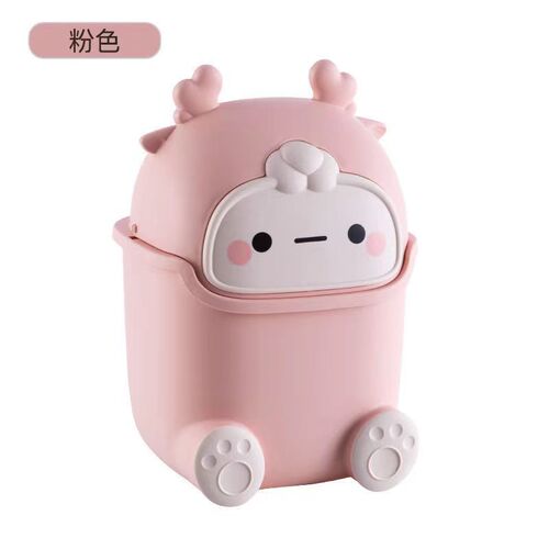 Desktop trash bin mini creative cartoon with lid household shake lid vanity desk office storage paper basket
