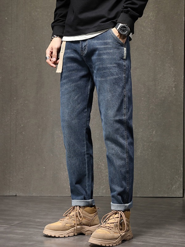 加绒牛仔裤男士2023秋冬新款宽松弹力百搭哈伦裤子潮牌休闲长裤
