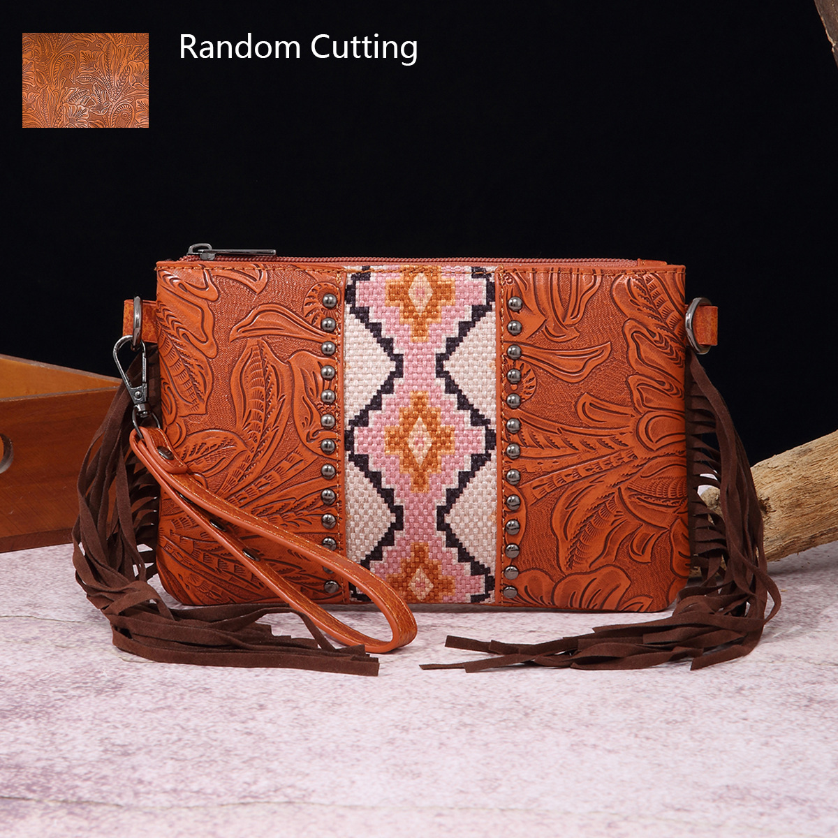 Intaglio in pelle di Boemia occidentale stampata in cotone e lino con borsetta e borsa a tracolla_voghion.com