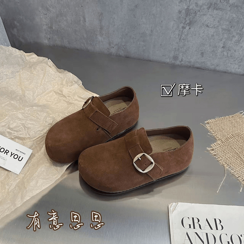 有意思思女鞋“土豆博肯”休闲软底平底一脚蹬女鞋时尚真皮勃肯鞋|undefined