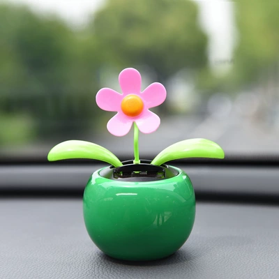 Cute Solar-Powered Little Bee: Car ornaments - apple-flower-green