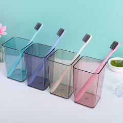 北欧風歯ブラシカップ 正方形 クリエイティブ シンプル 透明カップ プラスチック製うがいコップ ホテル 家庭用 多機能歯磨きカップ