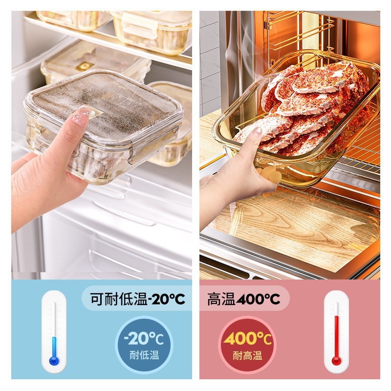 会社員向け弁当箱、鮮度保持ボックス、ボウル仕切り付き弁当箱、電子レンジ加熱対応高ホウケイ酸ガラス弁当箱|undefined