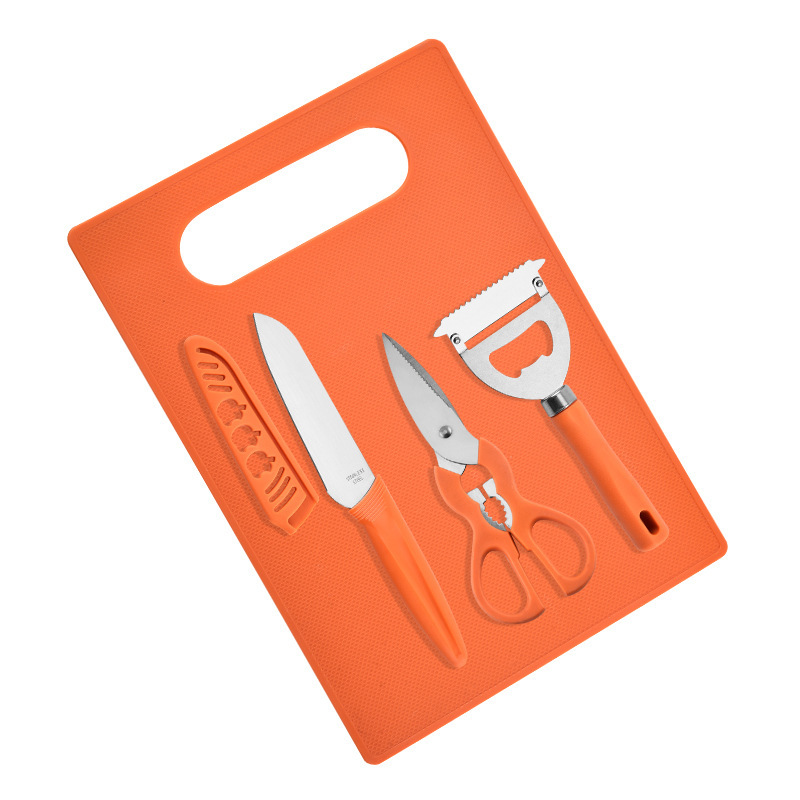 Fábrica directa nueva tarjeta de succión cuchillo de cocina de cuatro piezas juegos multifuncionales cuchillo de frutas tijeras planador de verduras utensilios de cocina