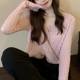 Sweet Long-sleeved Shirt Women's 2025 Spring Women's Knitted Cardigan Design Lace-edge Sunscreen Short Top