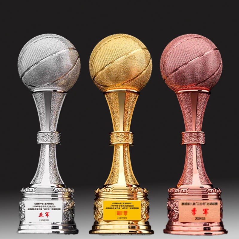 Trofeos de baloncesto gigantes, oro, plata, bronce, competencia deportiva MVP, premios creativos, trofeos de resina grabados al por mayor