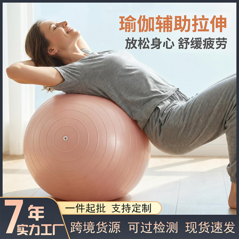 65cm Thickened Safety Yoga Fitness Ball Pvc Environmentally Friendly Explosion-Proof Fitness Core Training Postpartum Recovery Yoga Ball