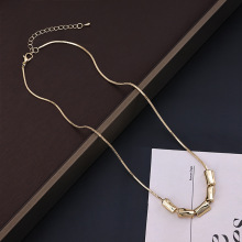 新中式小众锁骨链男女潮项饰品竹节吊坠时尚百搭配饰竹节合金项链