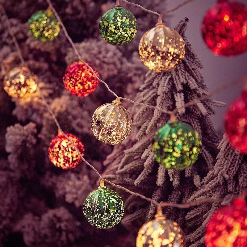 Navidad transfronteriza decoración fiesta de cumpleaños estrellas LED lámparas de alambre galvanizado bola de alambre de alambre