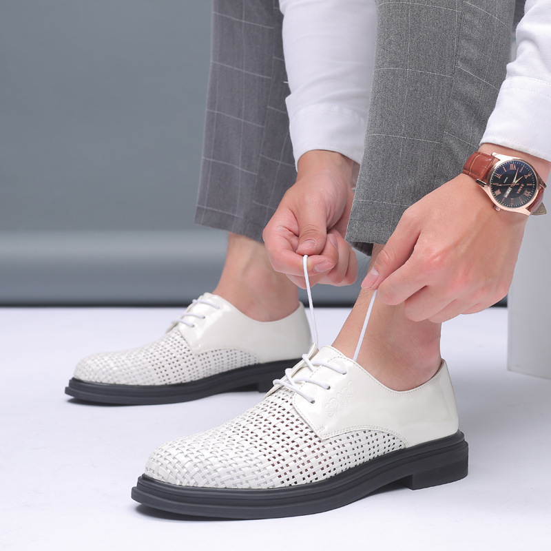 Sandalias de hombre de verano hombre tejido a mano transpirable ropa de negocios casual zapatos de cuero zapatos de hombre zapatos de hombre