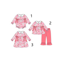 外贸女孩圣诞节圣诞老人印花连体衣连衣裙套装儿童婴儿可爱批发