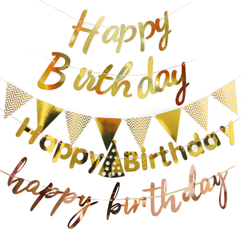 Baby One-Year-Old Letter Flag Happy Birthday Flower Happy Birthday Hot Stamping Pennant Banner Decoration Baby One-Year-Old Letter Flag Happy Birthday Flower Happy Birthday Hot Stamping Pennant Banner Decoration