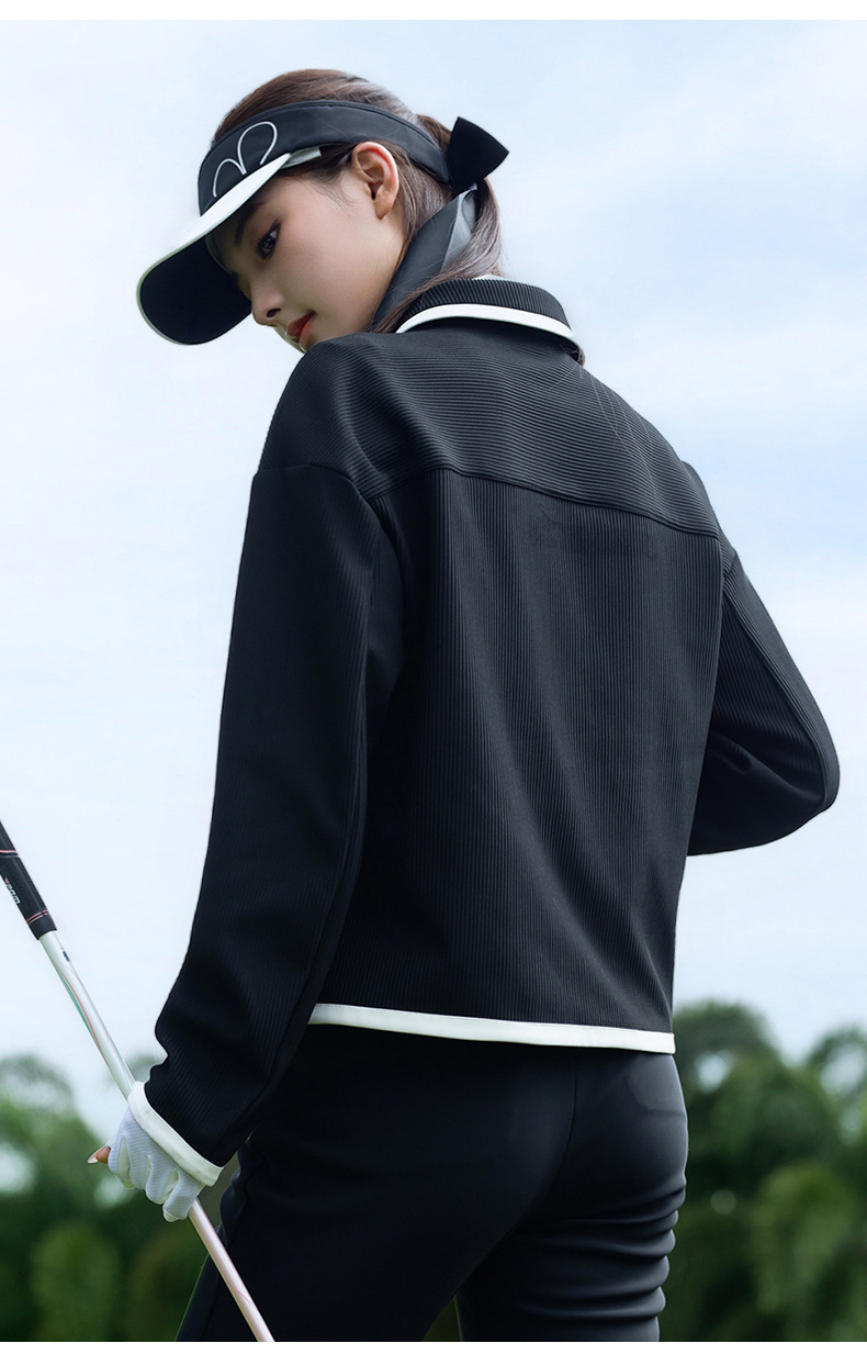 Áo khoác thể thao ngắn nữ PGM Golf dáng parka mùa thu đông — Áo khoác màu xanh nhạt [ve áo nhỏ thơm/cổ tay tương phản/vải co giãn] YF847 chi tiết 14