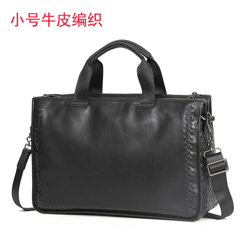 Túi xách tay nam da thật dệt da bò mềm, cặp đeo chéo một vai công sở 42×28,5×14 cm — Dệt da bò cỡ nhỏ, Dây trang trí da bò cỡ lớn, Da bò lớn dệt, Dệt Da Cừu Cỡ Nhỏ