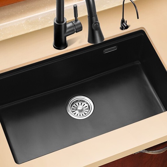 Kitchen black quartz stone sink large single sink under the dish basin under the table under the table laundry basin