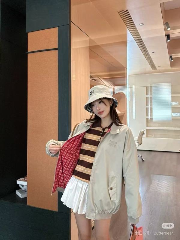 Miumiu缪缪•25ss早秋新款高奢贴布刺绣夹克衫外套|undefined
