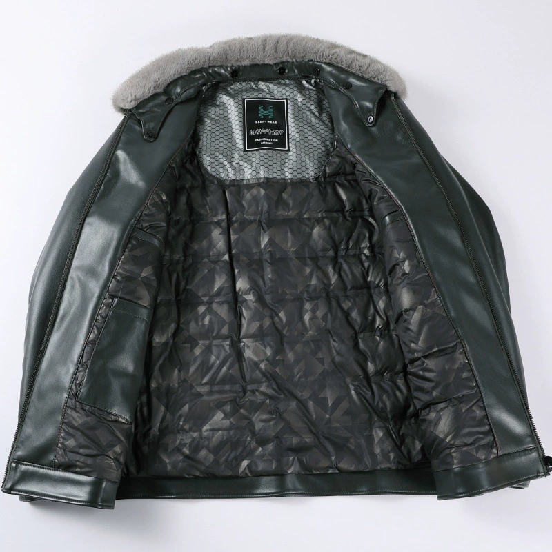 Winter jacket with down, increased thickness, feather stuffing