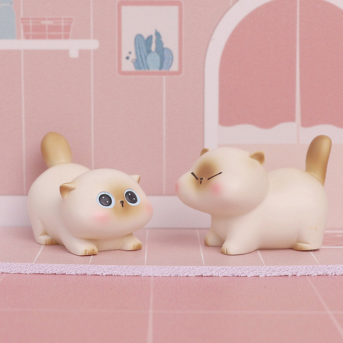 Creative trendy figurine handcrafted cat figure blind box, cute Siamese kitten, Instagram-style windmill decoration, wholesale