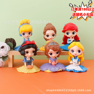 Q version big eyes sitting tea cup snow Alice Sofia solid PVC afternoon tea Princess cake ornaments