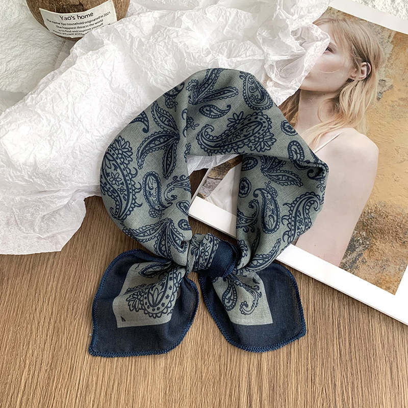 Pañuelo de seda de algodón y lino, bufanda cuadrada, sensación premium, nueva bufanda decorativa de todo fósforo de verano, pañuelo en la cabeza delgado, cinta para el cabello, cinta para el cabello