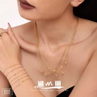 Mystery Titanium Steel 26 букв, инкрустированный цирконом, набор ювелирных изделий, покрытый PVD True Gold, цвет, браслет, золотой