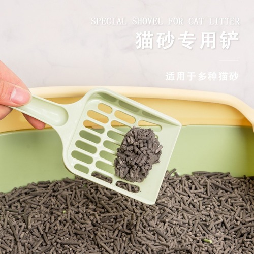 Pet Cat Litter Shovel Plastic Long Handle Hollow Cat poop Scoop Candy Color Cat Litter Box Scoop Small Dog Poop Pickup Tool