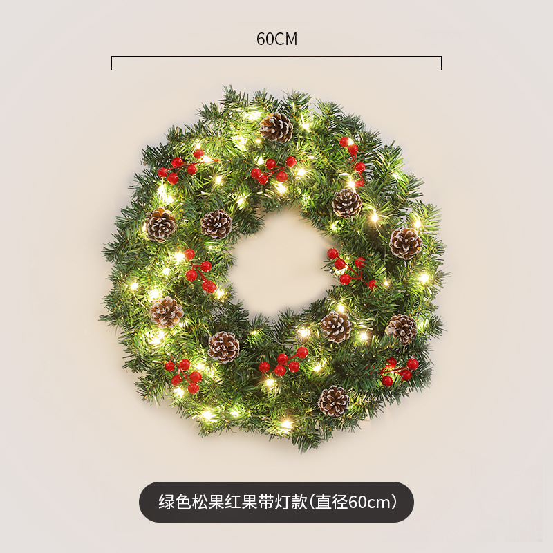 녹색 소나무 콘 붉은 과일 빛 (직경 60cm)