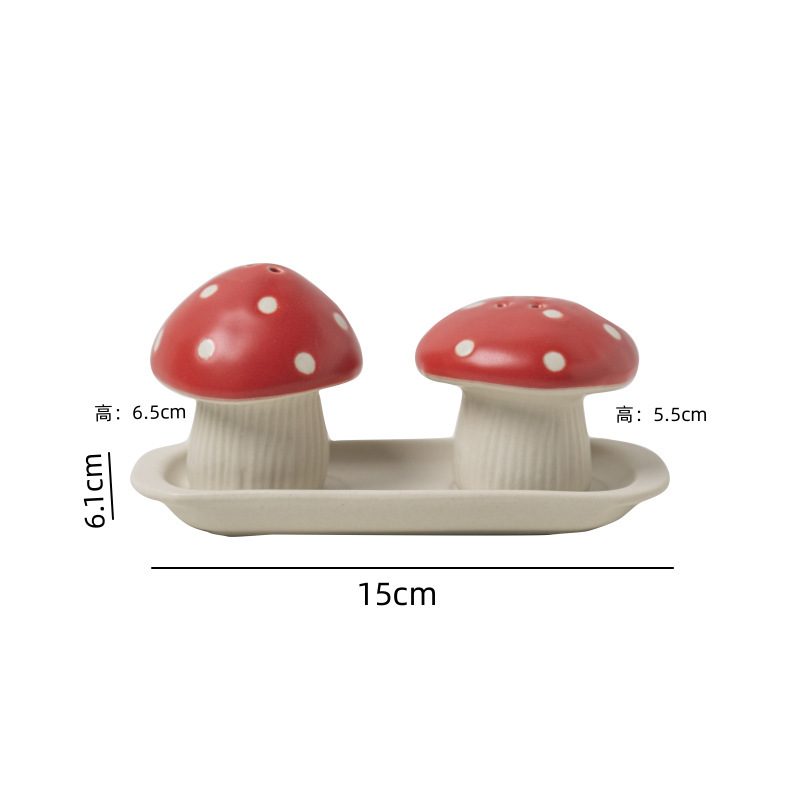 クリエイティブ漫画かわいいキノコ食器陶磁器シチューボウル胡椒缶家庭用調味料缶大衆デザイン感|undefined