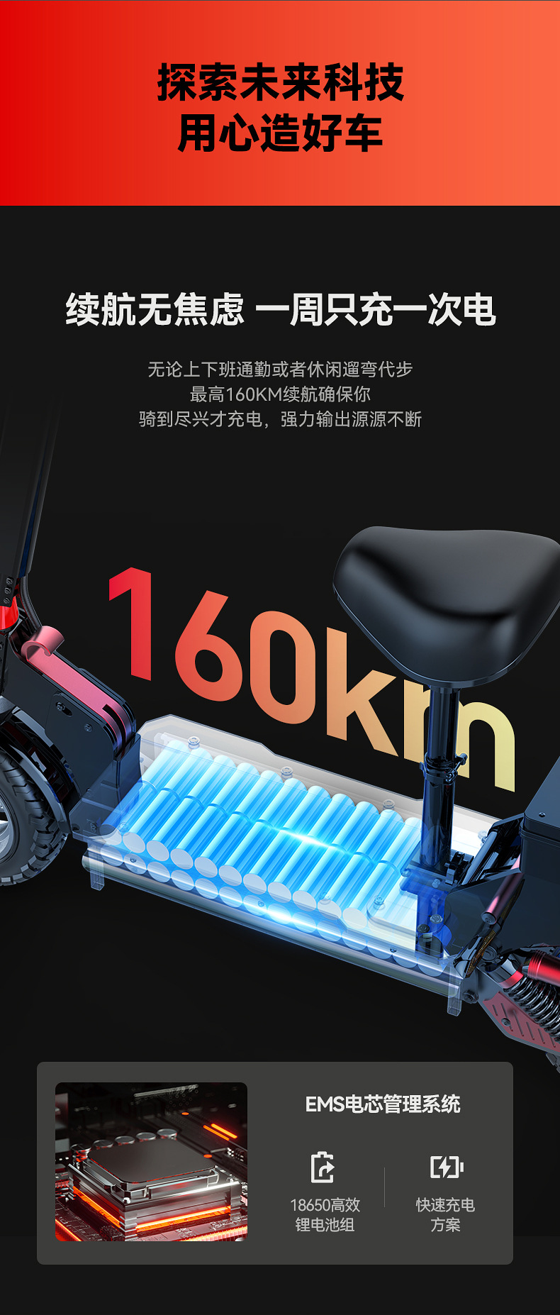 Xilop Electric Scooter with Ultra-Long Battery Life, Off-Road Folding Mobility Scooter, Two-Wheel Scooter, Electric Driving Aid