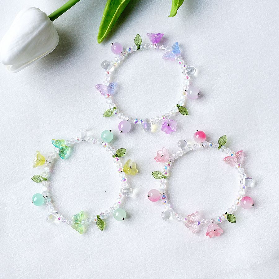 Simple Style Flower Bow Knot Alloy Beaded Bracelets