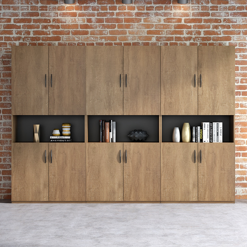 Wooden Simple Modern Archive Cabinet File Cabinet Storage Cabinet Bookcase with Glass Lock Office Cabinet